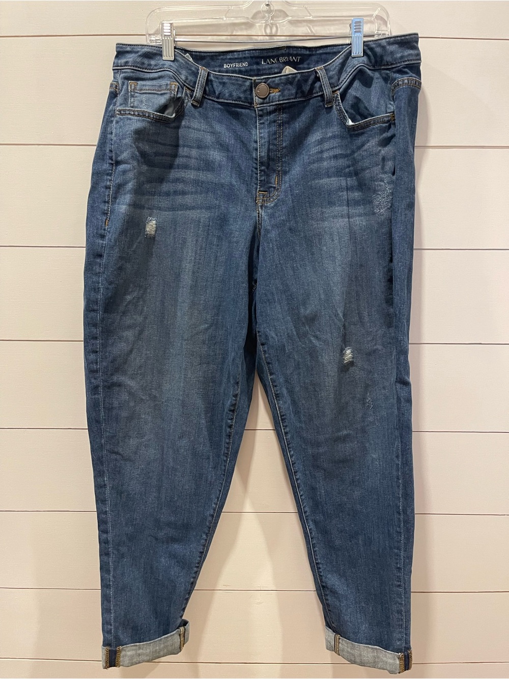 Lane Bryant Boyfriend Cut Jeans in Distressed Blue - Women's size 18